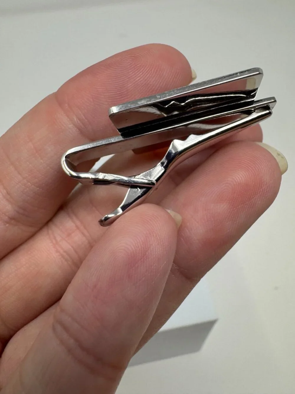 Vintage Swank Lavender Pink Enamel Horse Tie Clip & Single Cufflink